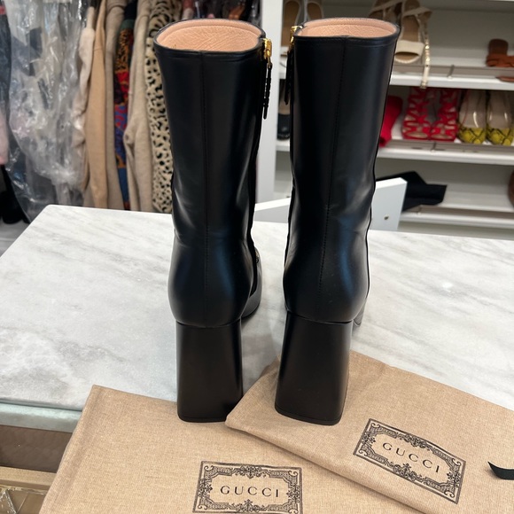 GUCCI
Black Horsebit Mid Heel Ankle Boots - Picture 3 of 4
